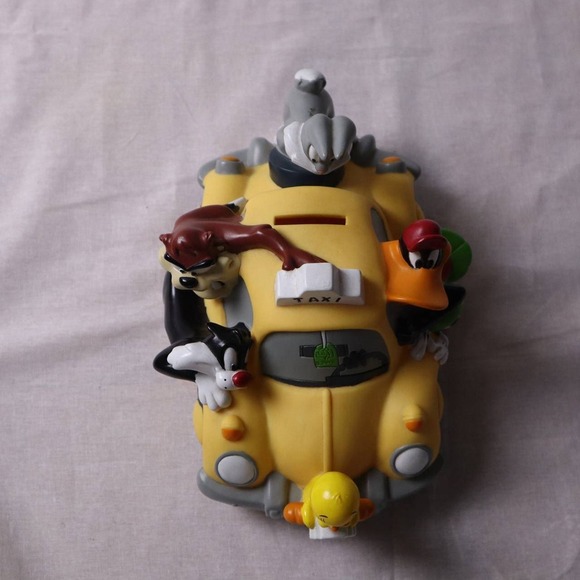 Vintage Looney Tunes Coin Bank Warner Bros Taxi Cab Tweety Bugs Daffy Taz Marvin - Picture 7 of 8